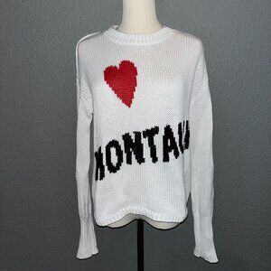 525 America White Sweater with Red Heart Love Montauk